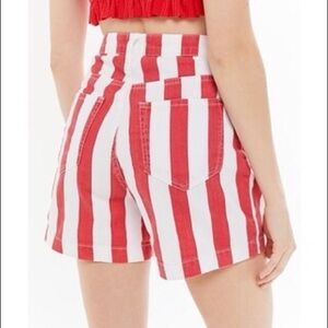 BDG High Waist Red and White Striped Shorts
